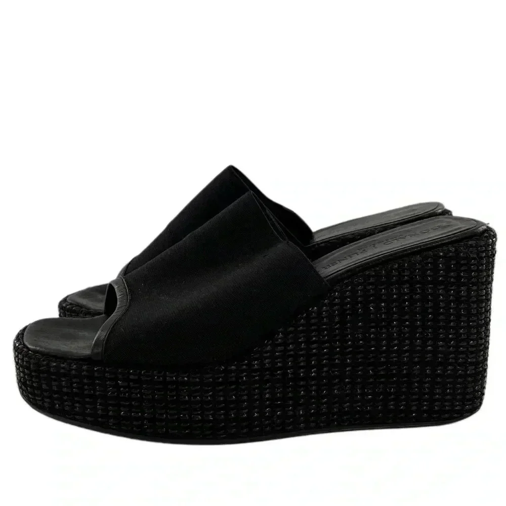 Donald J Pliner womens sandals size 7 black leather chunky platform wedges 90s